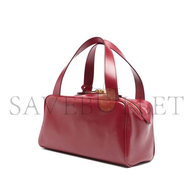 MIU MIU BAULETTO GLOSSY LEATHER TOP-HANDLE BAG 5BB182 (28*15*13cm)